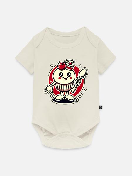 Cupcake-Kirsch-Löffel-Typ - Baby Premium Kurzarmbody - Naturweiß