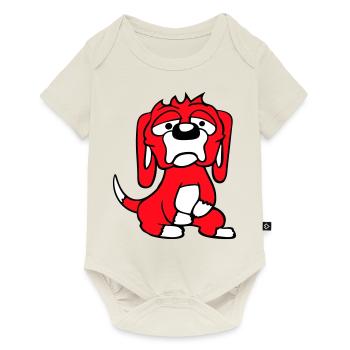 Dog looks unhappy sad shy fear - Baby Premium short-sleeve bodysuit - off white - Front