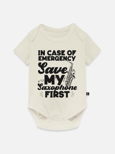 Saxophone In Case Of Emergency - Baby Premium Kurzarmbody - Naturweiß