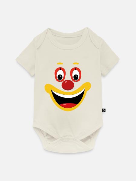 Fasching Clown Gesicht Lustig Fasching Feier Spaß - Baby Premium Kurzarmbody - Naturweiß