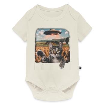 Lustige Ängstliche Katze Selfie UFO Alien - Baby Premium Kurzarmbody - Naturweiß - Vorne