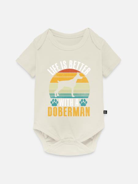 Doberman Gifts - Baby Premium Kurzarmbody - Naturweiß