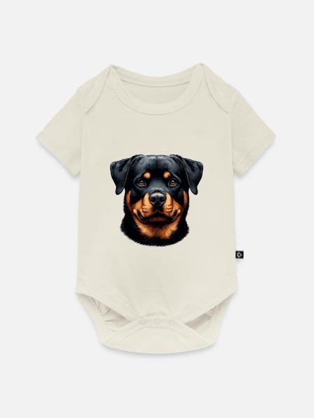Hundegesicht - Rottweiler - Baby Premium Kurzarmbody - Naturweiß