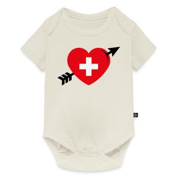 Heart - Swiss Cross Arrow (I Love Switzerland, 3C) - Baby Premium short-sleeve bodysuit - off white - Front