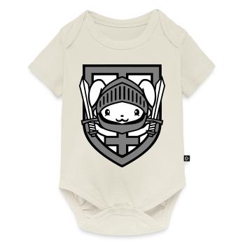 Hase Ritter Schwert Schild Rüstung Helm Burg Held - Baby Premium Kurzarmbody - Naturweiß - Vorne