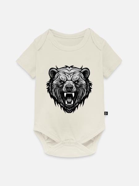 Bär Kopf - Baby Premium Kurzarmbody - Naturweiß