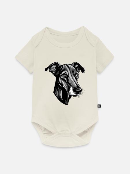 Greyhound Hund Kopf - Baby Premium Kurzarmbody - Naturweiß