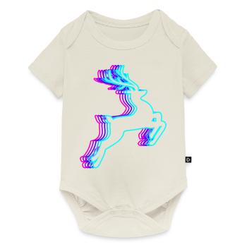 Retro Reindeer Christmas Santa Claus Vaporwave - Baby Premium short-sleeve bodysuit - off white - Front