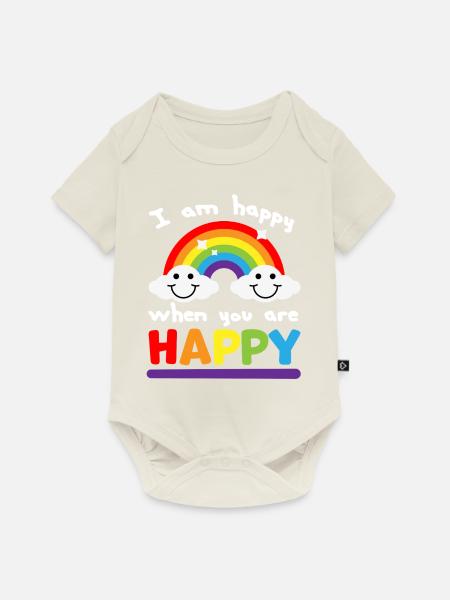 Happy1 - Baby Premium Kurzarmbody - Naturweiß