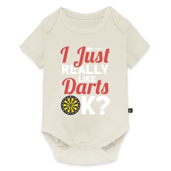 Dart Dartspieler Dartspiel Herren - Baby Premium Kurzarmbody - Naturweiß - Vorne