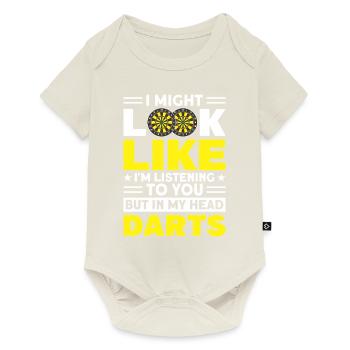 Dart Dartspieler Dartspiel Herren - Baby Premium Kurzarmbody - Naturweiß - Vorne