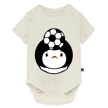 canard jouant football tête tête ballon équilibre tête - Body à manches courtes Premium Bébé - blanc cassé - Devant