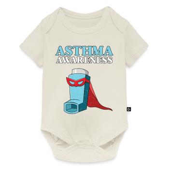 Asthma Awareness Superhero Inhaler Motif - Baby Premium short-sleeve bodysuit - off white - Front
