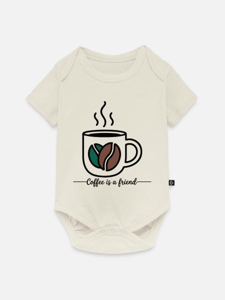 KAFFEE IST EIN FREUND - Baby Premium Kurzarmbody - Naturweiß
