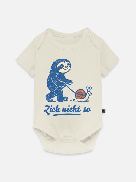 Zieh nicht so – Faultier & Schnecke im Slow-Motion - Baby Premium Kurzarmbody - Naturweiß