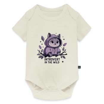 Introvert outdoors – animal in hoodie - Baby Premium short-sleeve bodysuit - off white - Front
