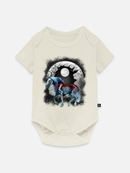 Halloween Pferde Pferd mystisch - Baby Premium Kurzarmbody - Naturweiß