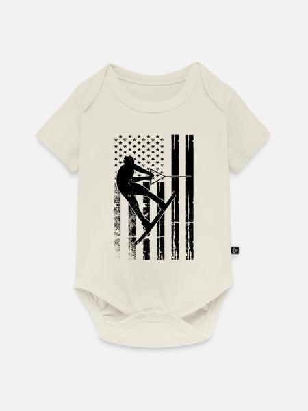 Wakeboarding US Flag Wakeboarding Wakeboarder - Baby Premium Kurzarmbody - Naturweiß