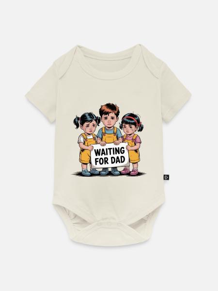 WARTEN AUF PAPA - Baby Premium Kurzarmbody - Naturweiß