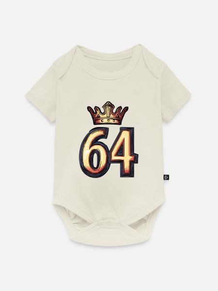 64 Zahl Krone - Baby Premium Kurzarmbody - Naturweiß