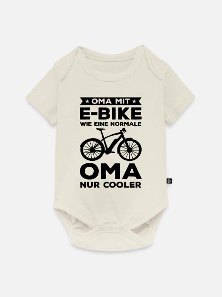 Oma Mit Mountainbike Wie Ein Oma Fahrrad Fahrräder - Baby Premium Kurzarmbody - Naturweiß