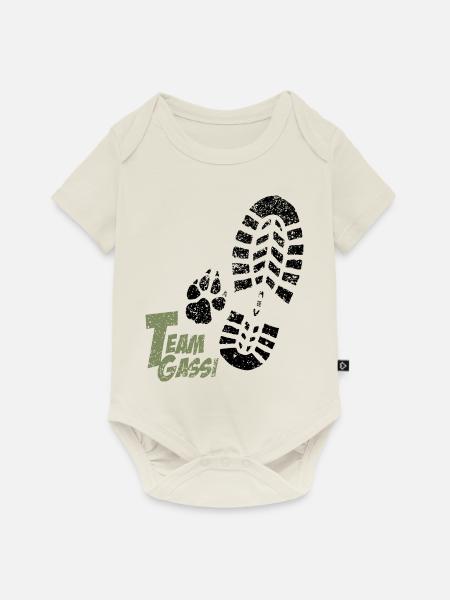 Fussabdruecke gruen - Baby Premium Kurzarmbody - Naturweiß