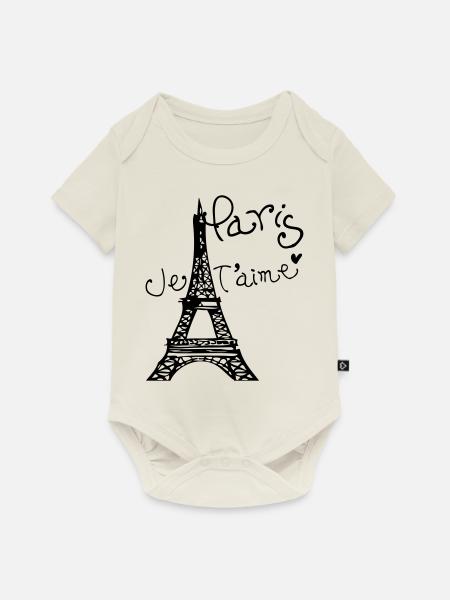 Paris Je T'aime Tour Eiffel - Body à manches courtes Premium Bébé - blanc cassé
