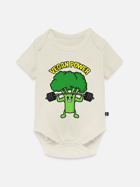 Vegan power Broccoli - Baby Premium Kurzarmbody - Naturweiß