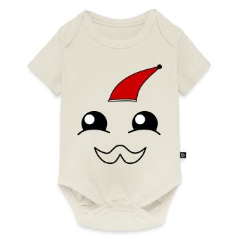 Cute face with a beard and christmas hat - Baby Premium Kurzarmbody - Naturweiß - Vorne