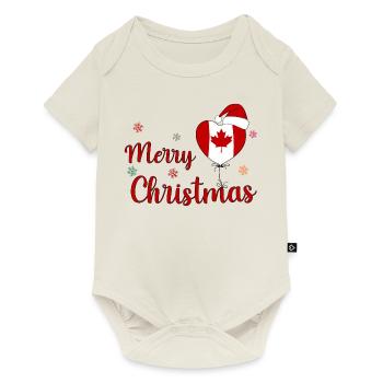 Joyoux Noël Drapeau Canada Coeur - Body à manches courtes Premium Bébé - blanc cassé - Devant