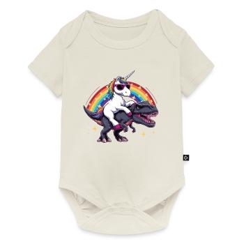Licorne Dinosaure Cadeau T-Rex Pour Fille Amusant - Body à manches courtes Premium Bébé - blanc cassé - Devant