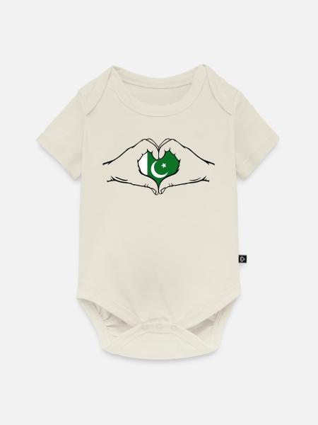 Pakistan Herzform - Baby Premium Kurzarmbody - Naturweiß