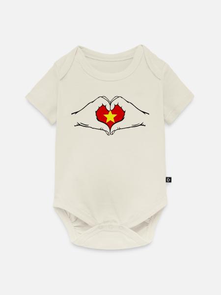 Vietnam Herzform - Baby Premium Kurzarmbody - Naturweiß