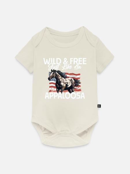 Vintage Appaloosa Pferdeliebhaber Amerikanische USA-Flagge - Baby Premium Kurzarmbody - Naturweiß