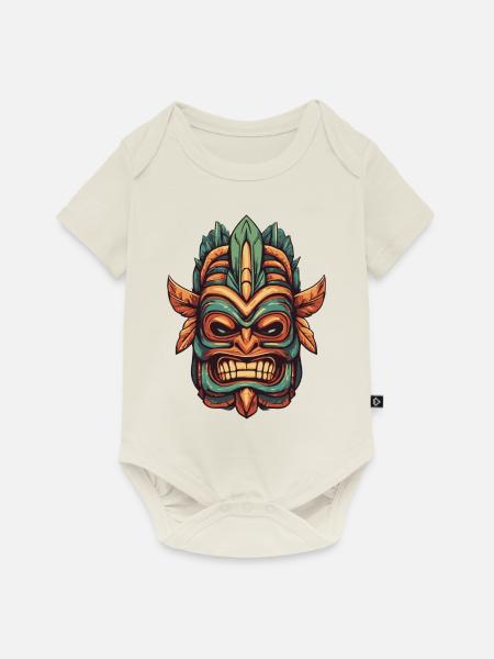 Tiki mask - Baby Premium Kurzarmbody - Naturweiß