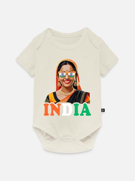 Indische Flagge Indische Frauen - Baby Premium Kurzarmbody - Naturweiß