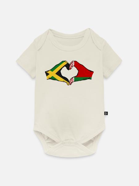 Jamaika Belarus Hände Herzform - Baby Premium Kurzarmbody - Naturweiß