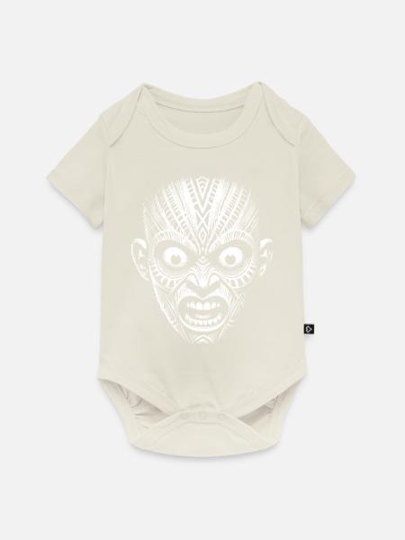 Maske - Baby Premium Kurzarmbody - Naturweiß