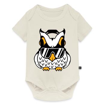 Owl Headphones Sunglasses Cool Music Listening Party - Baby Premium short-sleeve bodysuit - off white - Front