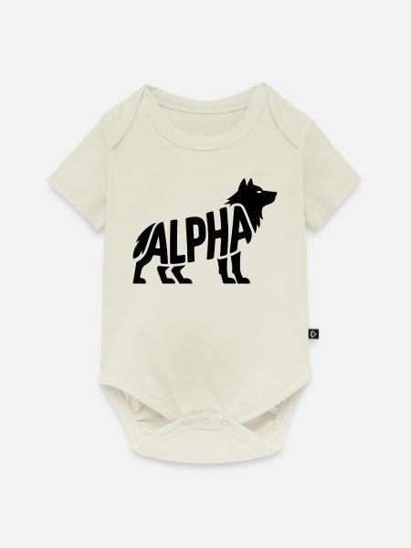 Alpha - Motivierendes Wolf-Logo - Baby Premium Kurzarmbody - Naturweiß