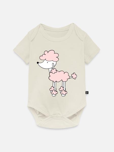 T-shirt mignon de caniche - Body à manches courtes Premium Bébé - blanc cassé