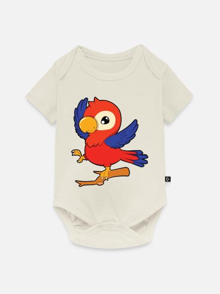 Papagei - Baby Premium Kurzarmbody - Naturweiß