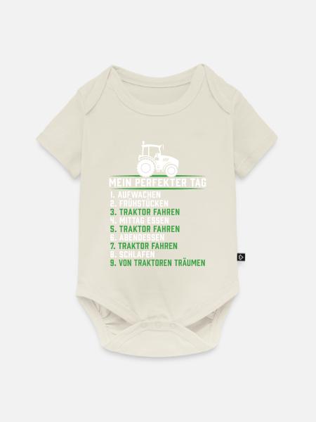 Landwirt traktor mein perfekter tag traktor - Baby Premium Kurzarmbody - Naturweiß