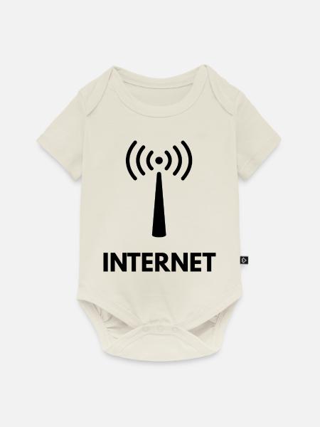 Internet - Baby Premium Kurzarmbody - Naturweiß