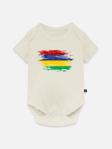Mauritius Flagge used - Baby Premium Kurzarmbody - Naturweiß