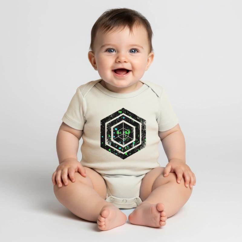 Codage géométrique du programmeur de programmation hexagonale Body à manches courtes Premium Bébé
