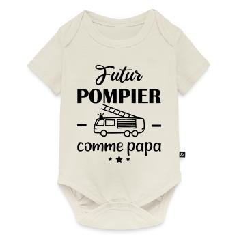 Futur pompier comme papa, cadeau naissance - Body à manches courtes Premium Bébé - blanc cassé - Devant