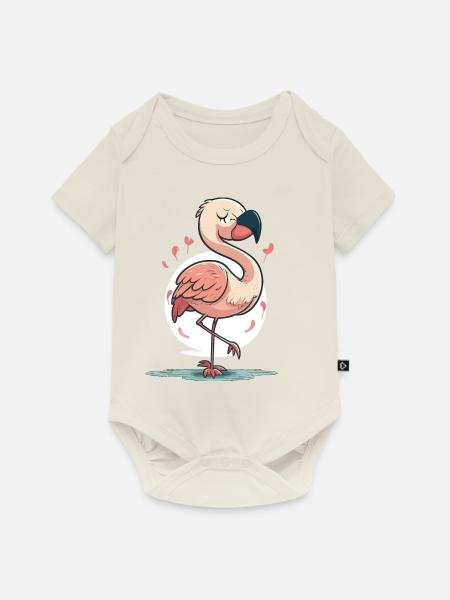 Flamingo-Spaß - Baby Premium Kurzarmbody - Naturweiß