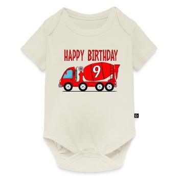 Bétonnière Joyeux anniversaire 9 - Body à manches courtes Premium Bébé - blanc cassé - Devant