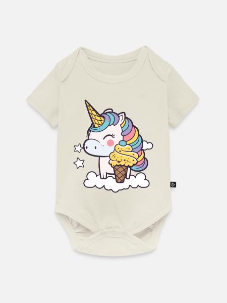 Eiscreme Einhorn - Baby Premium Kurzarmbody - Naturweiß